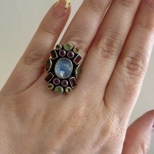 Nicky Butler Sterling Silver 925 Labradorite Moonstone Peridot Ring Size 7